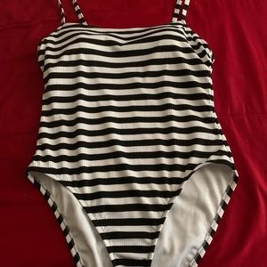 Black/White Striped Swimsuit - Kona Sol